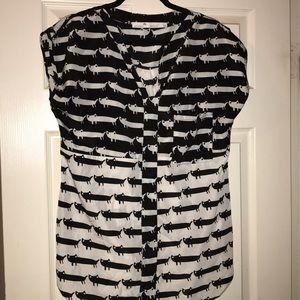 Melissa nepton cat blouse shirt top M black
